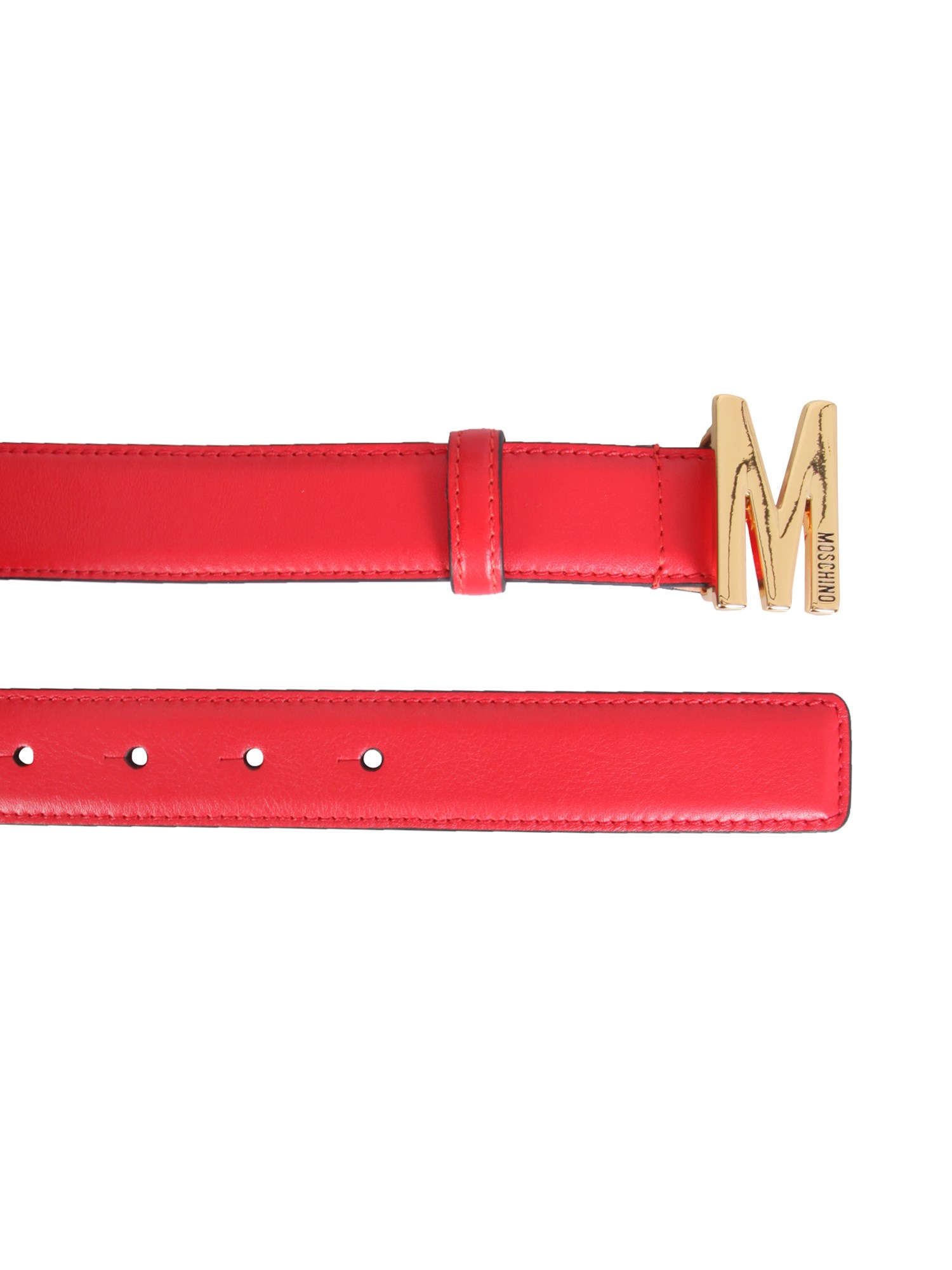 MOSCHINO    LEATHER BELT WITH LOGO BUCKLE