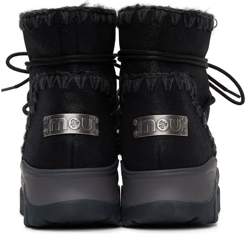 Mou Black Chunky Sneaker Lace-Up Boots