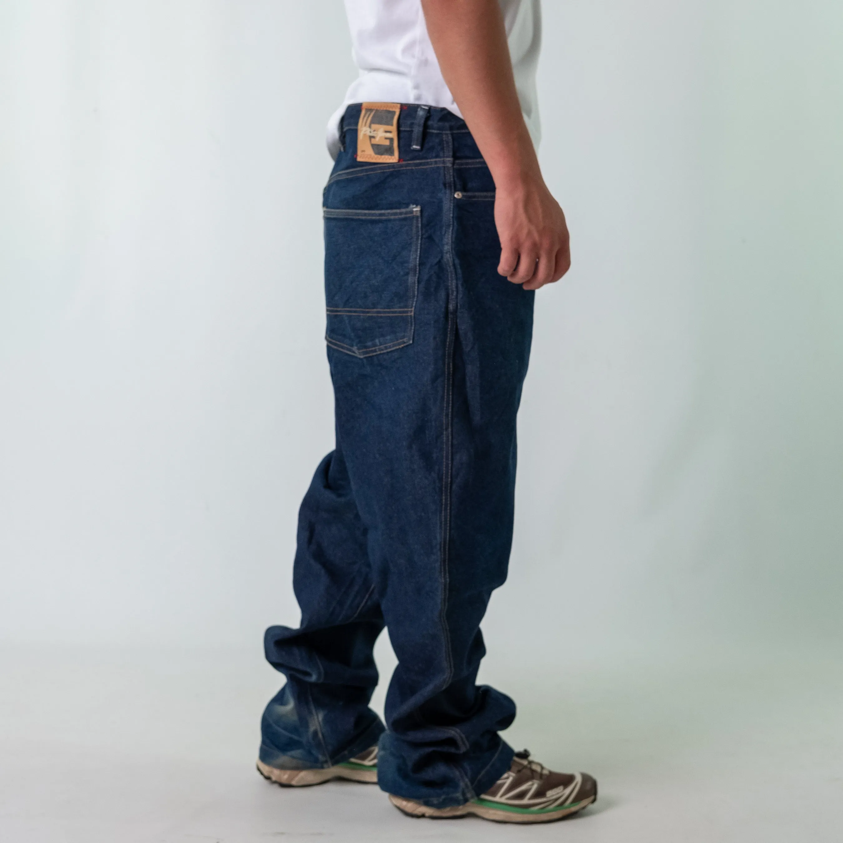 Navy Blue y2ks Phat Farm Denim Hip Hop Jeans Baggy Pants (36x34)