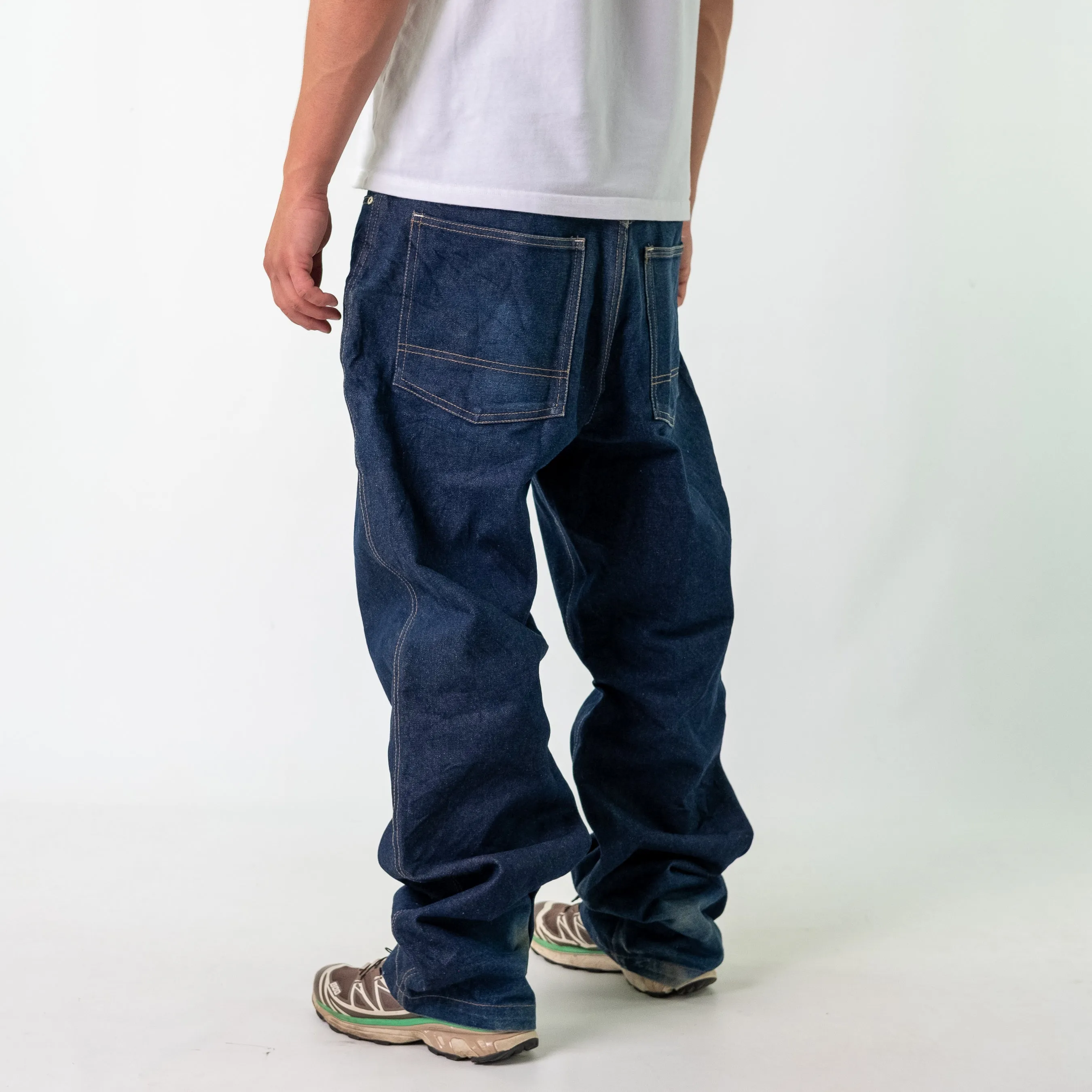 Navy Blue y2ks Phat Farm Denim Hip Hop Jeans Baggy Pants (36x34)