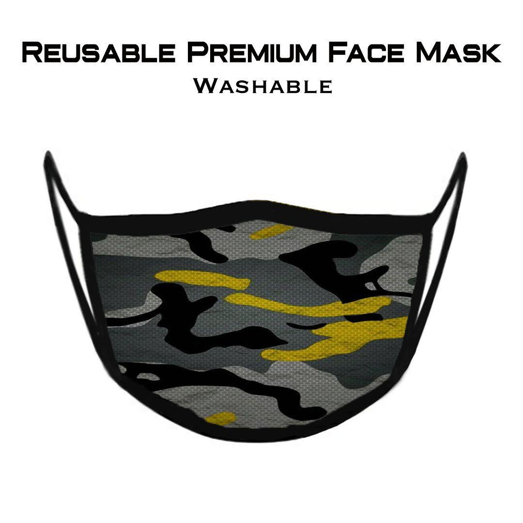 Neon Yellow Camo Premium Face Mask (Reusable)