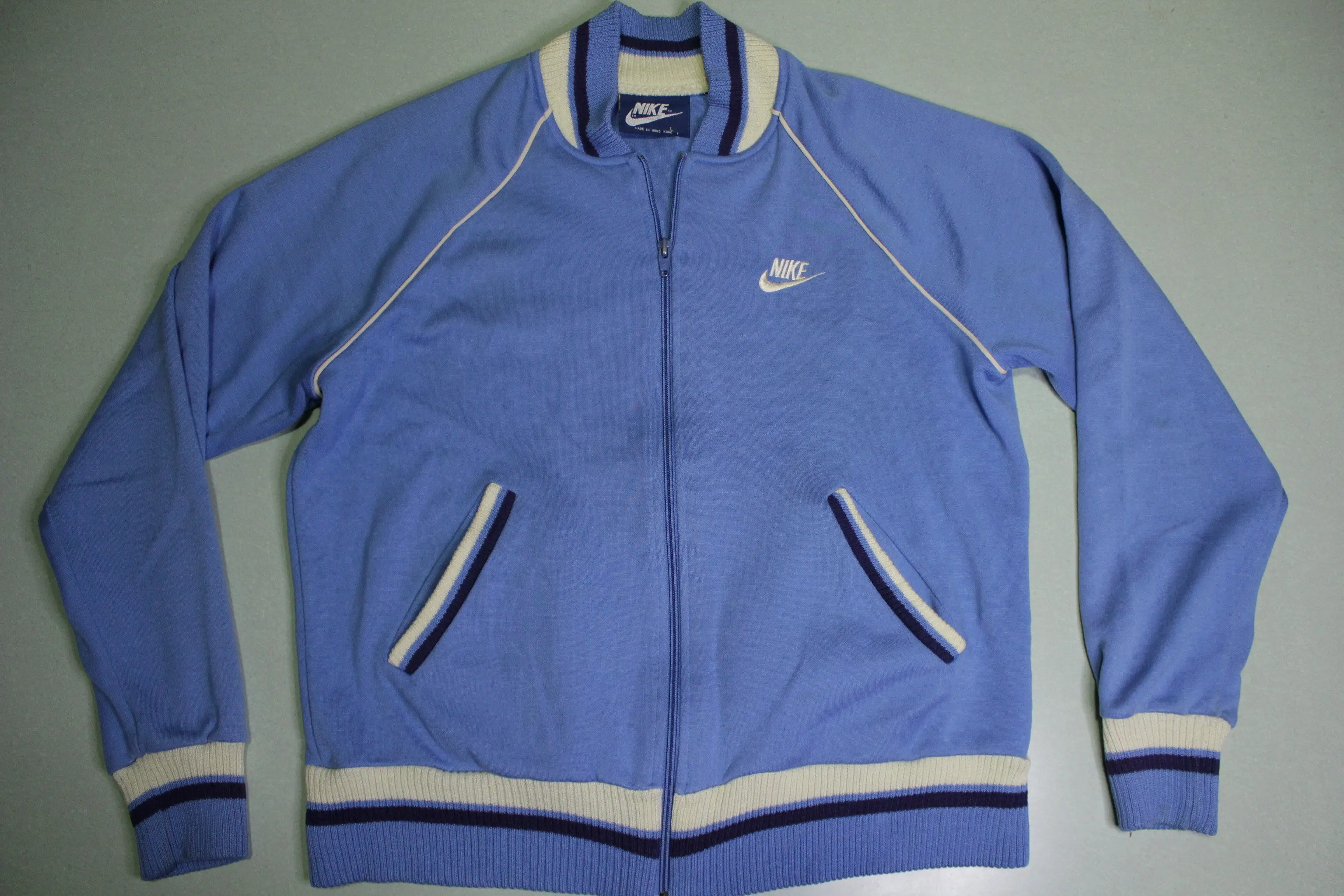 Nike Blue Tag Off Center Swoosh Check Embroidered Vintage 80's Track Sweatshirt Jacket