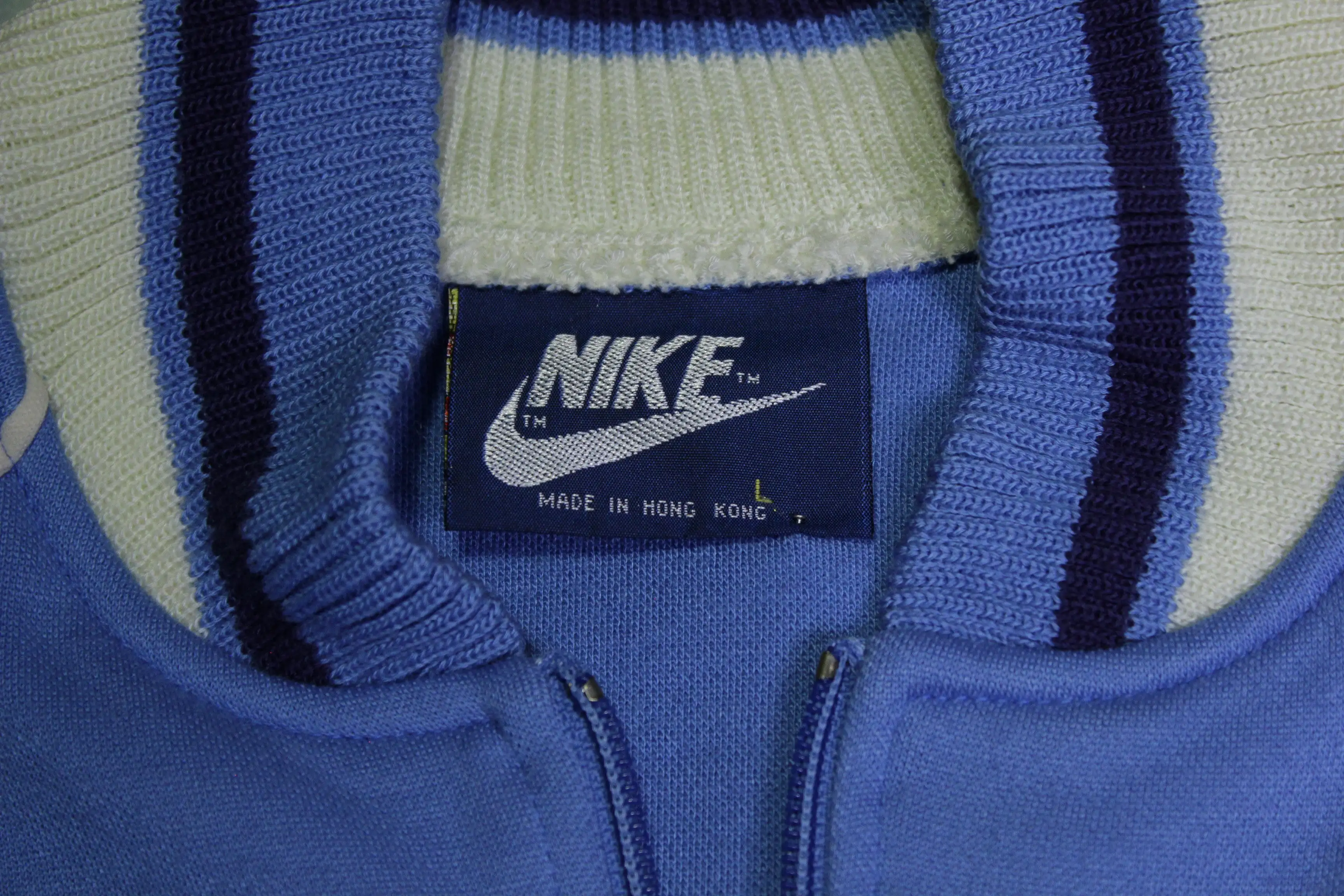 Nike Blue Tag Off Center Swoosh Check Embroidered Vintage 80's Track Sweatshirt Jacket