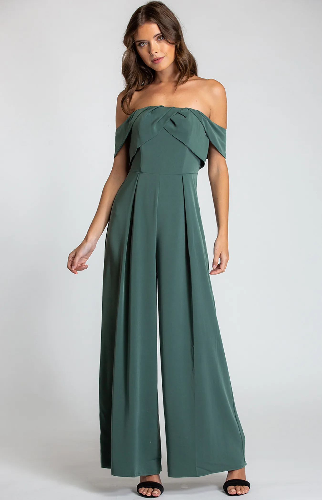 Off Shoulder Jumpsuit with Pleated Front Detail (SJP420A) 