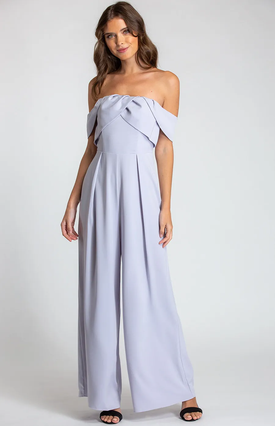 Off Shoulder Jumpsuit with Pleated Front Detail (SJP420A) 