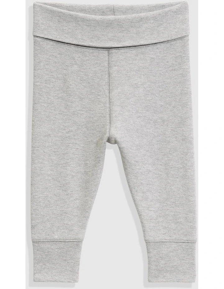 Organically Grown Cotton Fold-over Soft Pant in Light Grey Marle