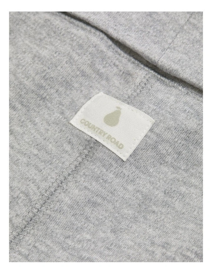 Organically Grown Cotton Fold-over Soft Pant in Light Grey Marle