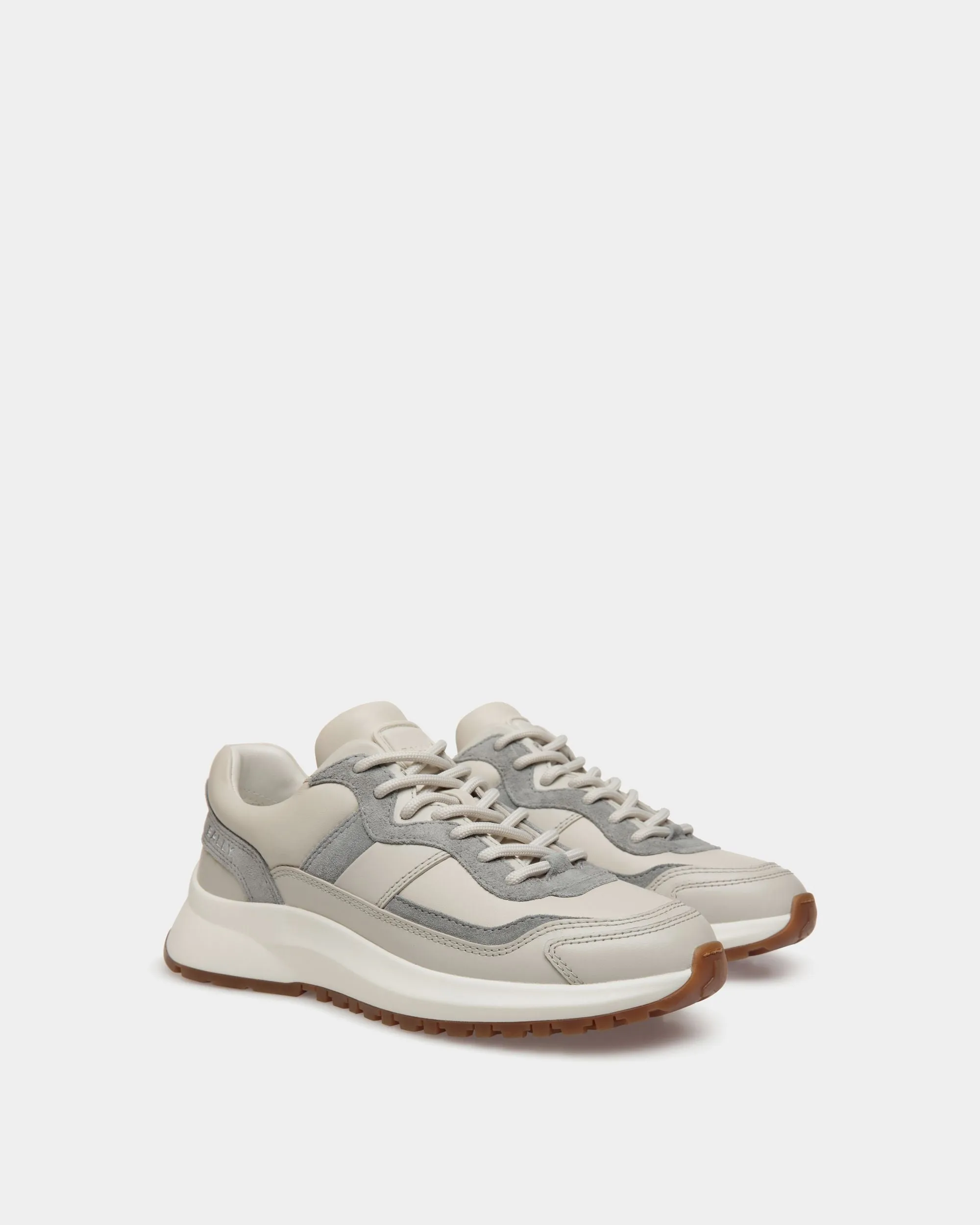 Outline Sneaker in Dusty White and Light Grey Leather 