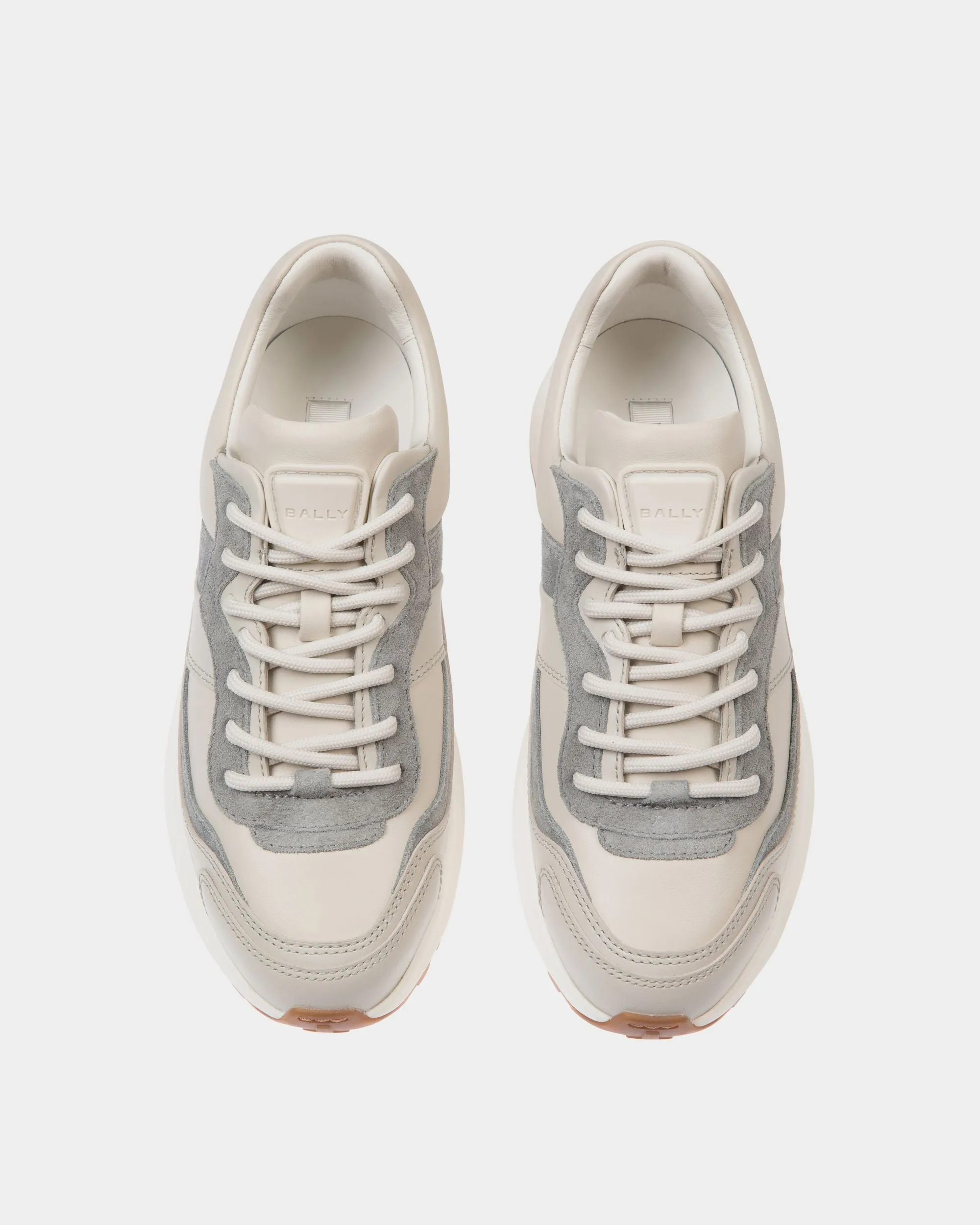 Outline Sneaker in Dusty White and Light Grey Leather 