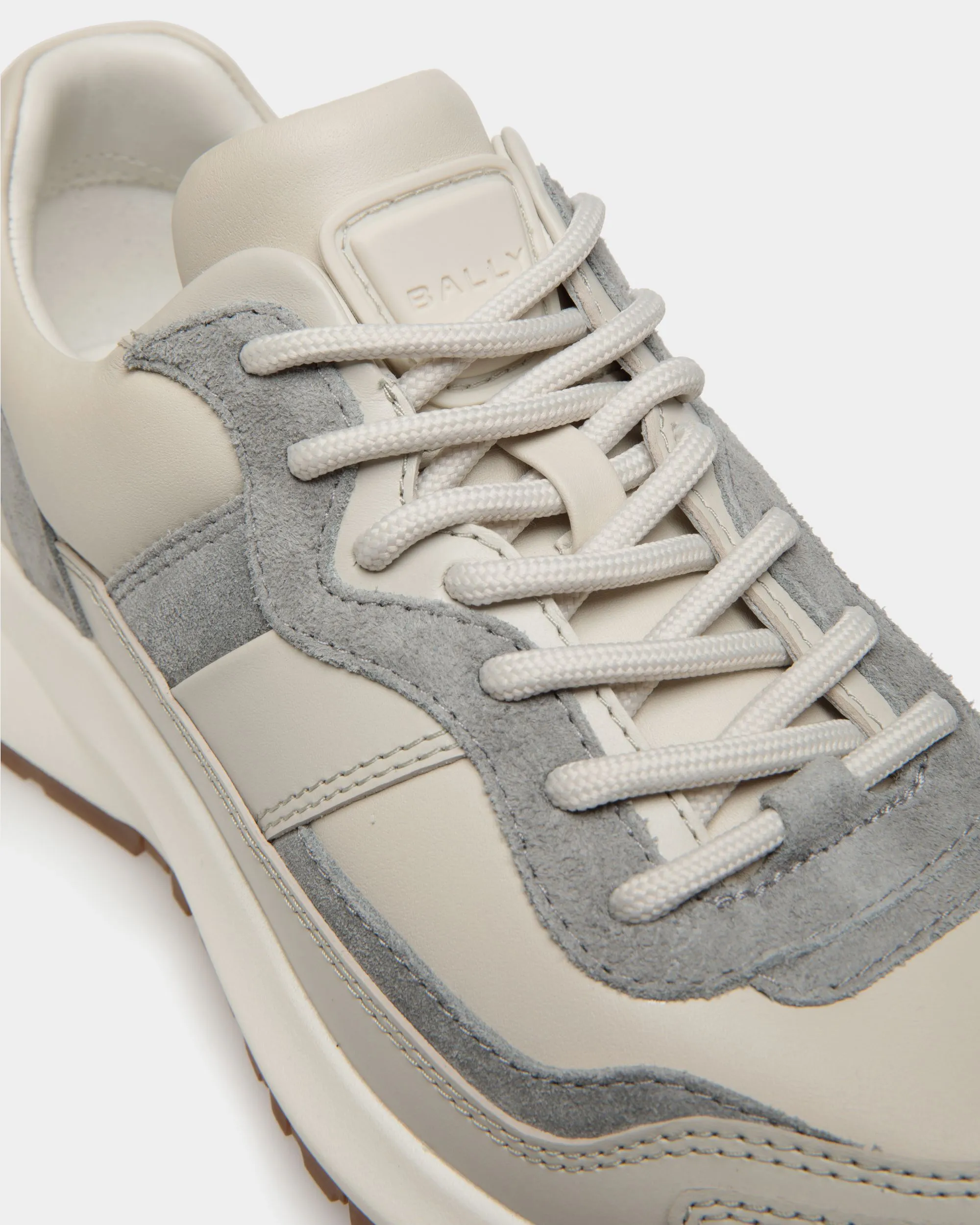 Outline Sneaker in Dusty White and Light Grey Leather 