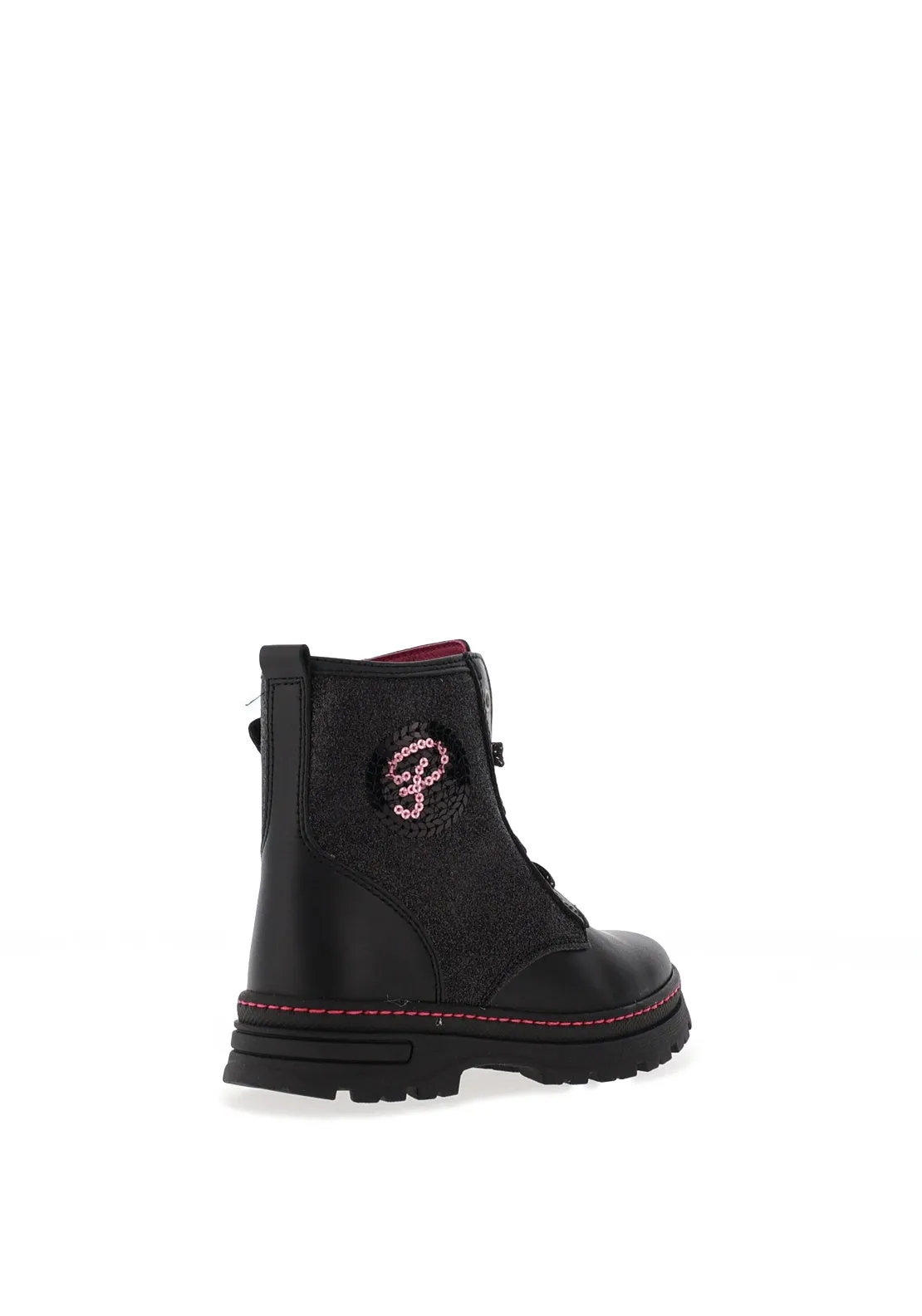 Pablosky Girls Laced Glitter Boot, Black