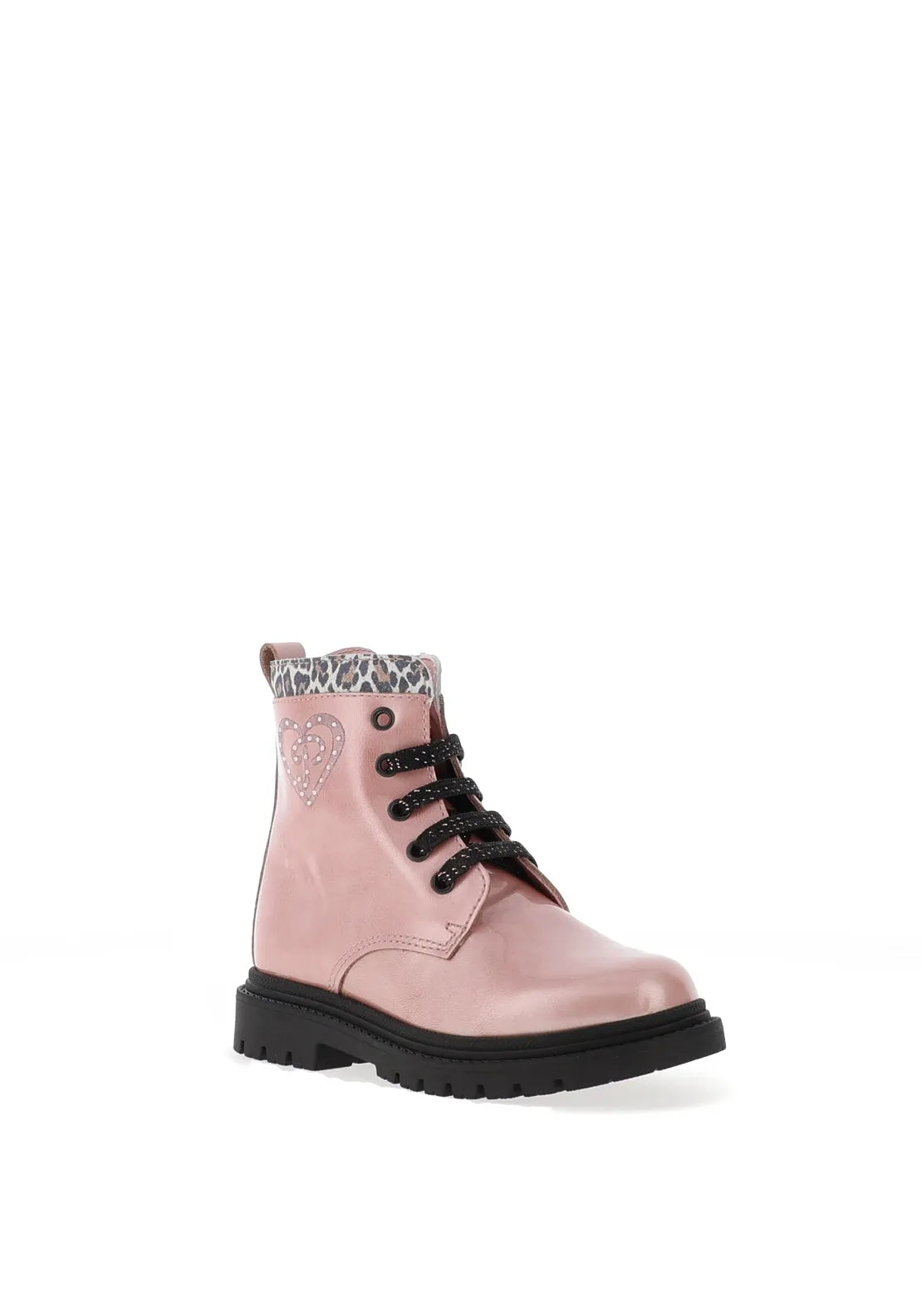 Pablosky Girls Patent Lace Up Boot, Pink