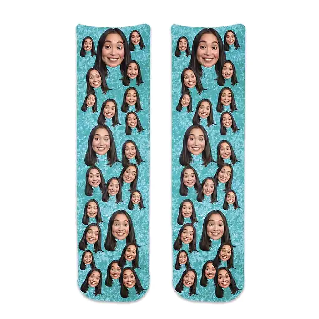 Personalized Face Socks with Photo Collage on Cotton Socks