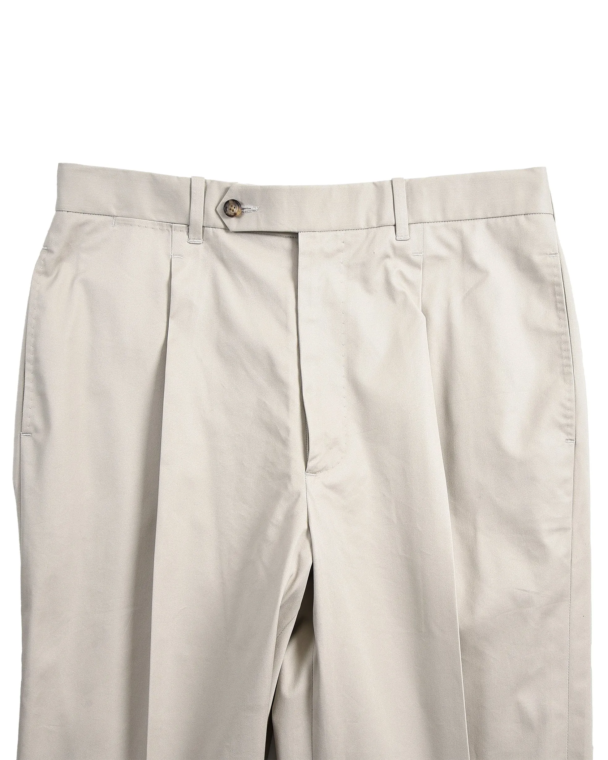 Pleated Light Khaki Cotton Dress Pant