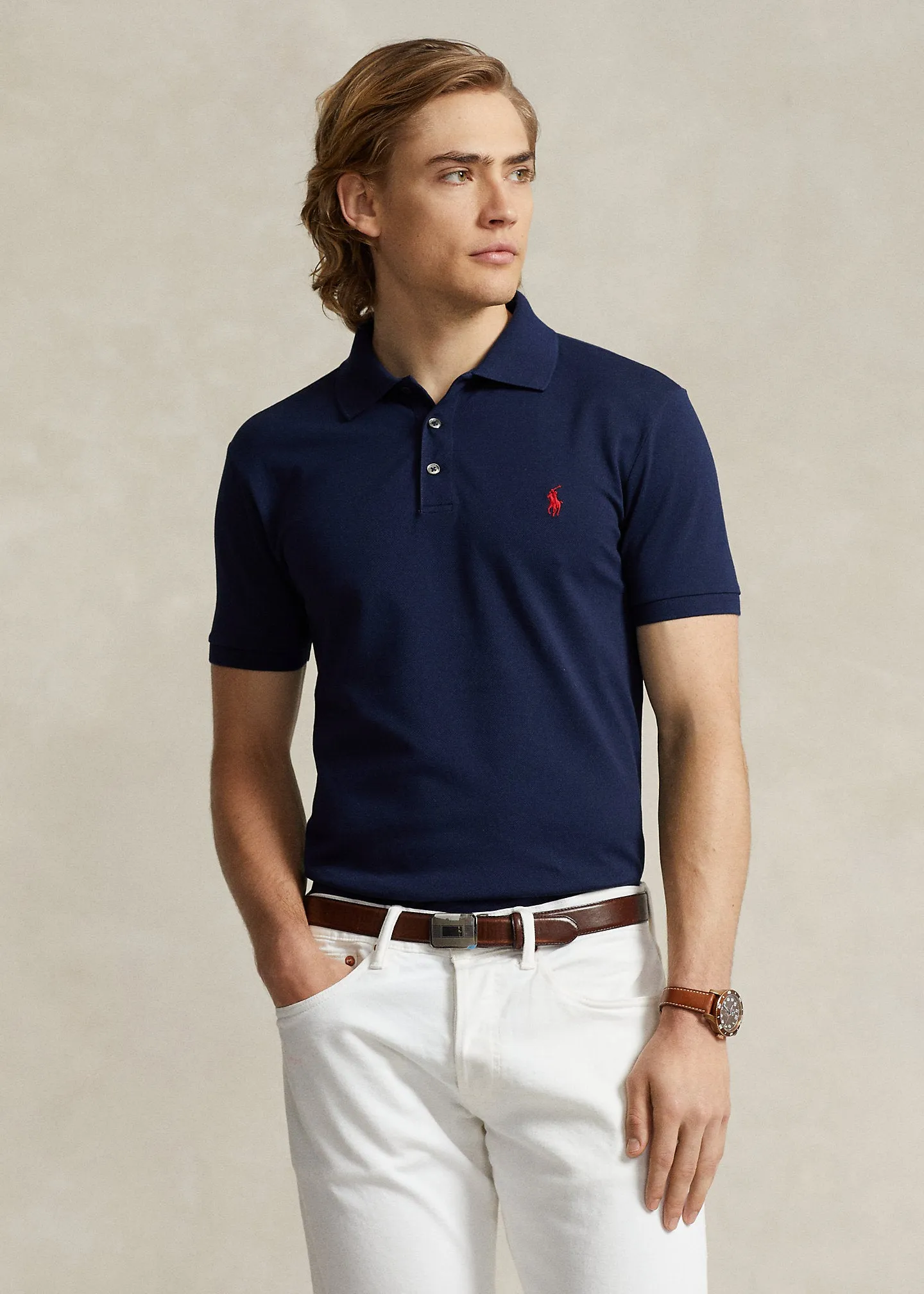 Polo Ralph Lauren - Polo cintré en coton piqué stretch Refined navy