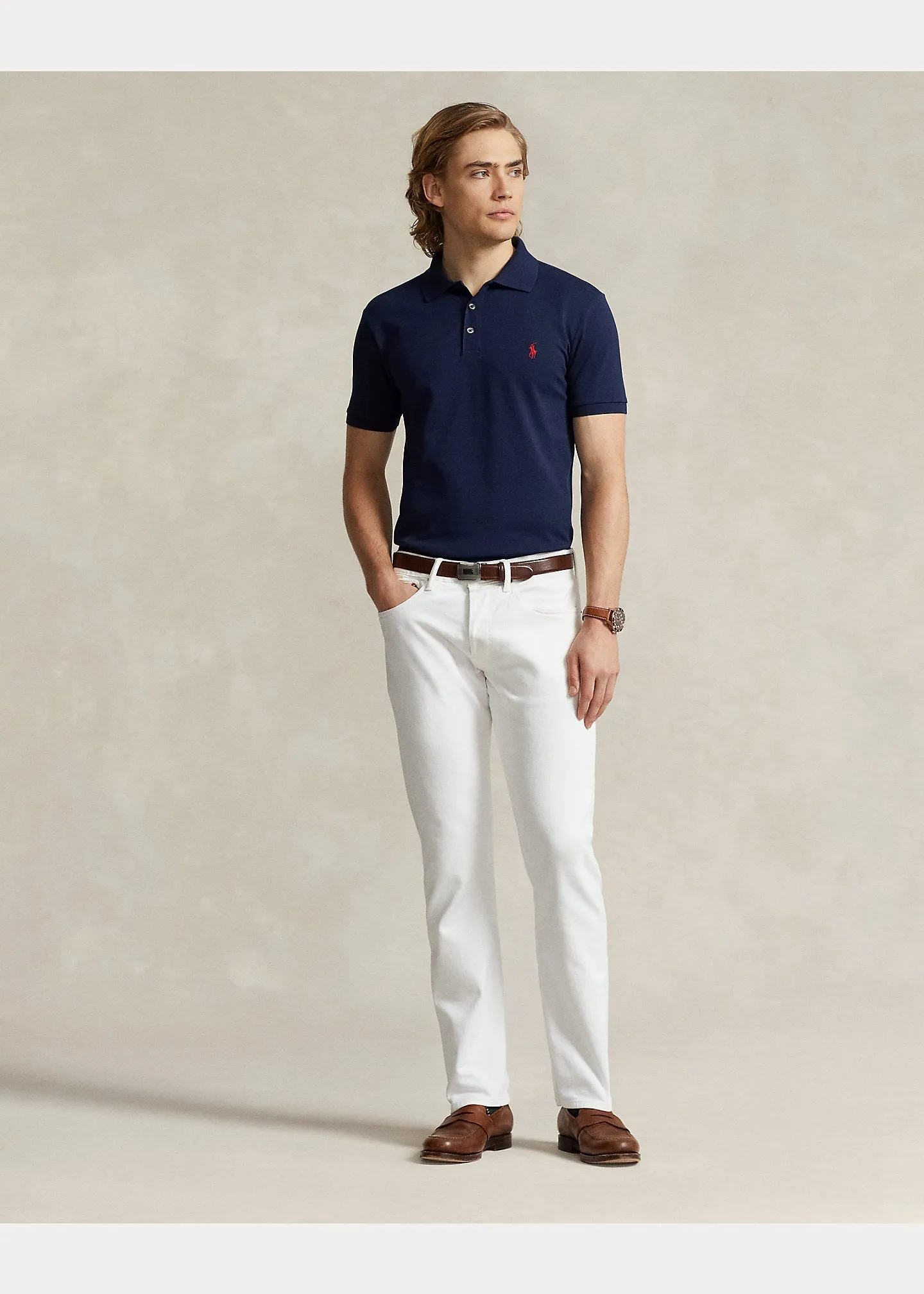 Polo Ralph Lauren - Polo cintré en coton piqué stretch Refined navy