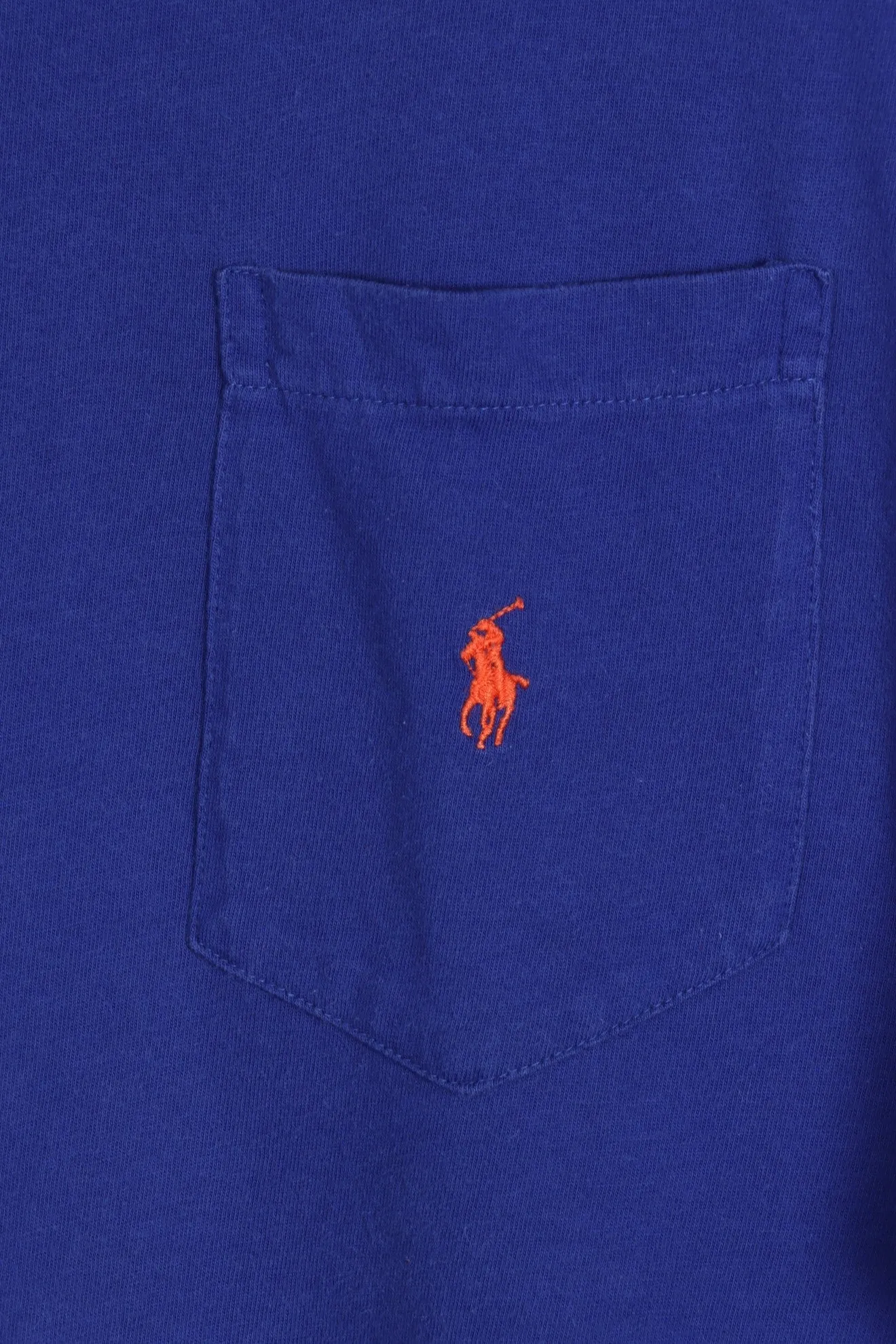 POLO RALPH LAUREN Royal Blue & Orange Embroidered Pocket T-Shirt (XL)