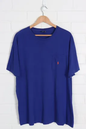 POLO RALPH LAUREN Royal Blue & Orange Embroidered Pocket T-Shirt (XL)