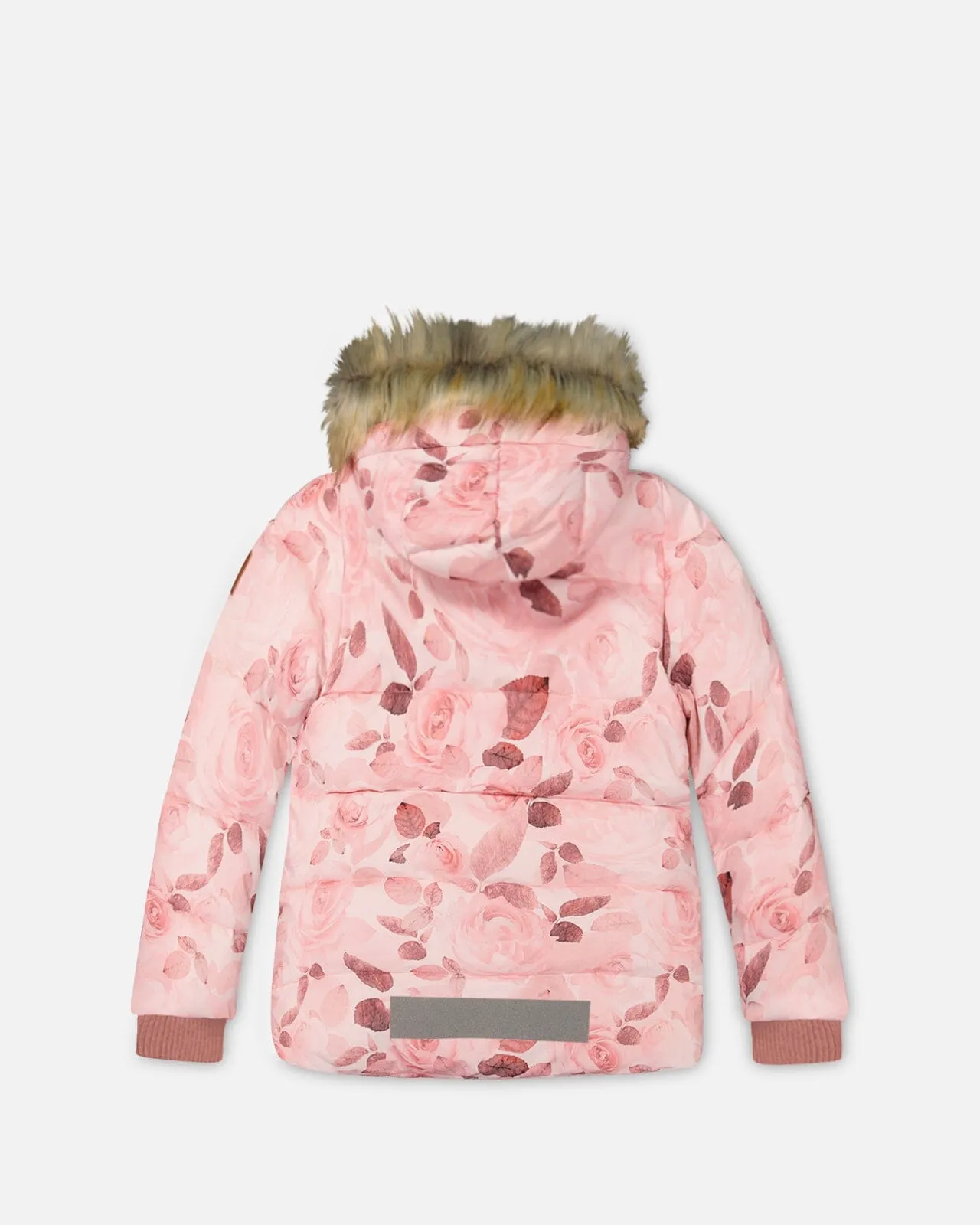 Puffy Jacket Printed Rose Petals