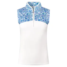 Pure Golf Harmony Ladies Sleeveless Golf Polo Shirt Peacock Swirl