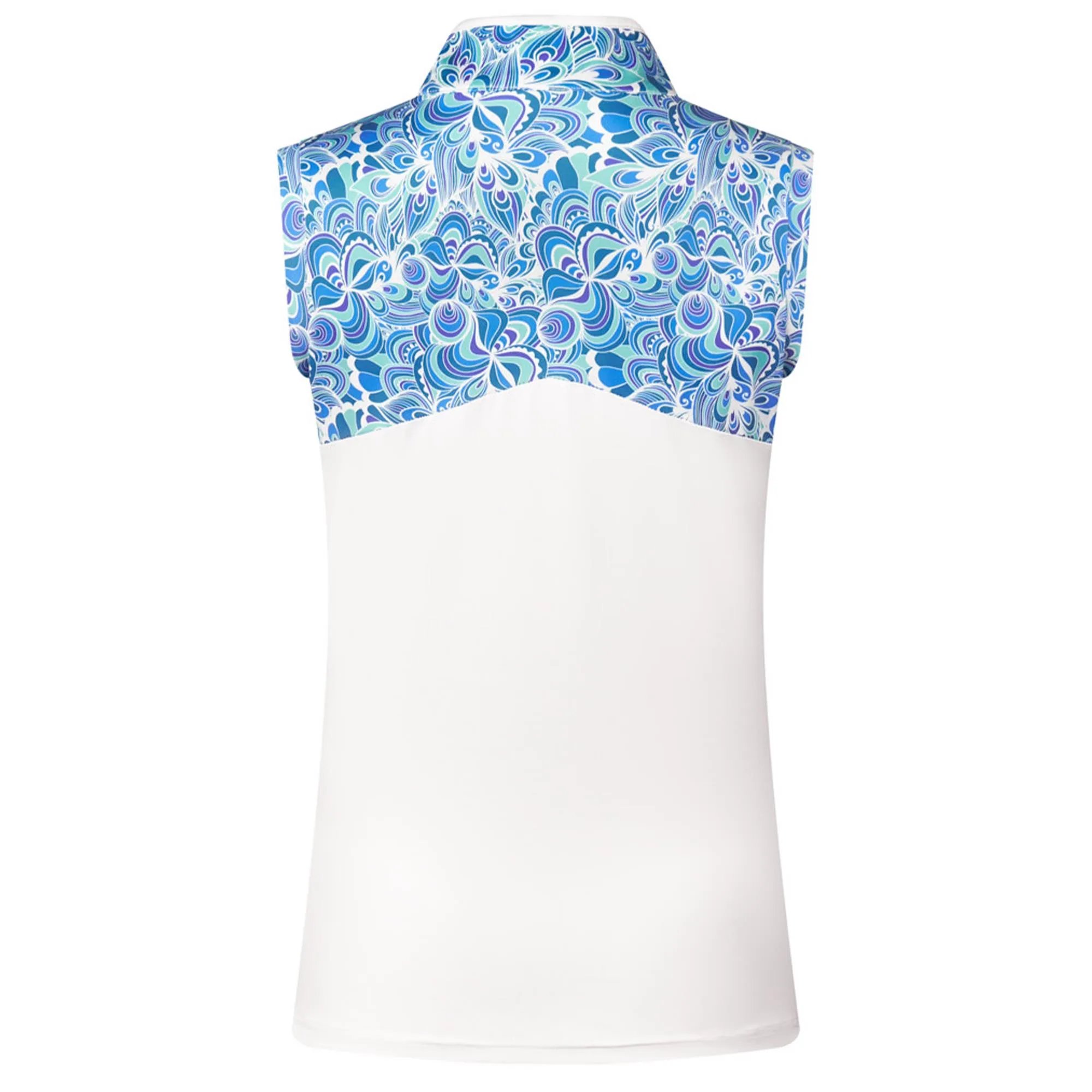 Pure Golf Harmony Ladies Sleeveless Golf Polo Shirt Peacock Swirl