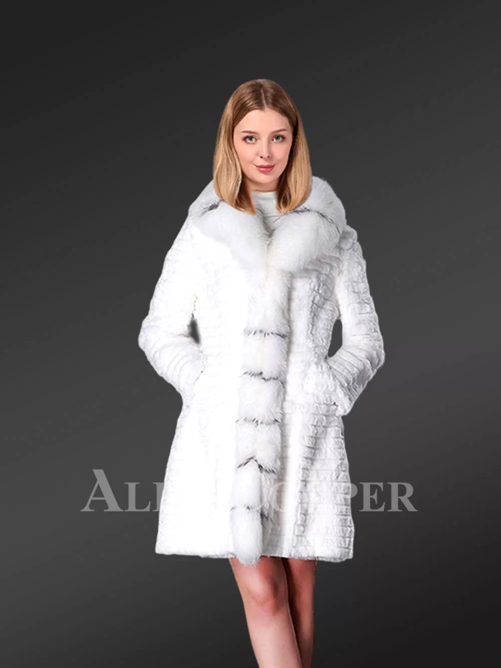 Rabbit Fur Mid Length Coat