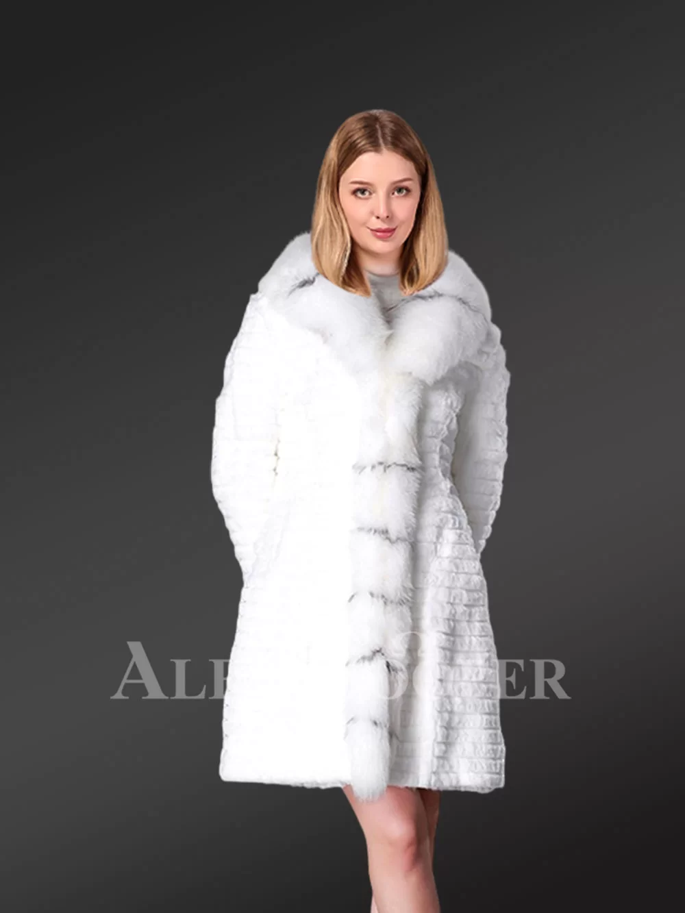 Rabbit Fur Mid Length Coat