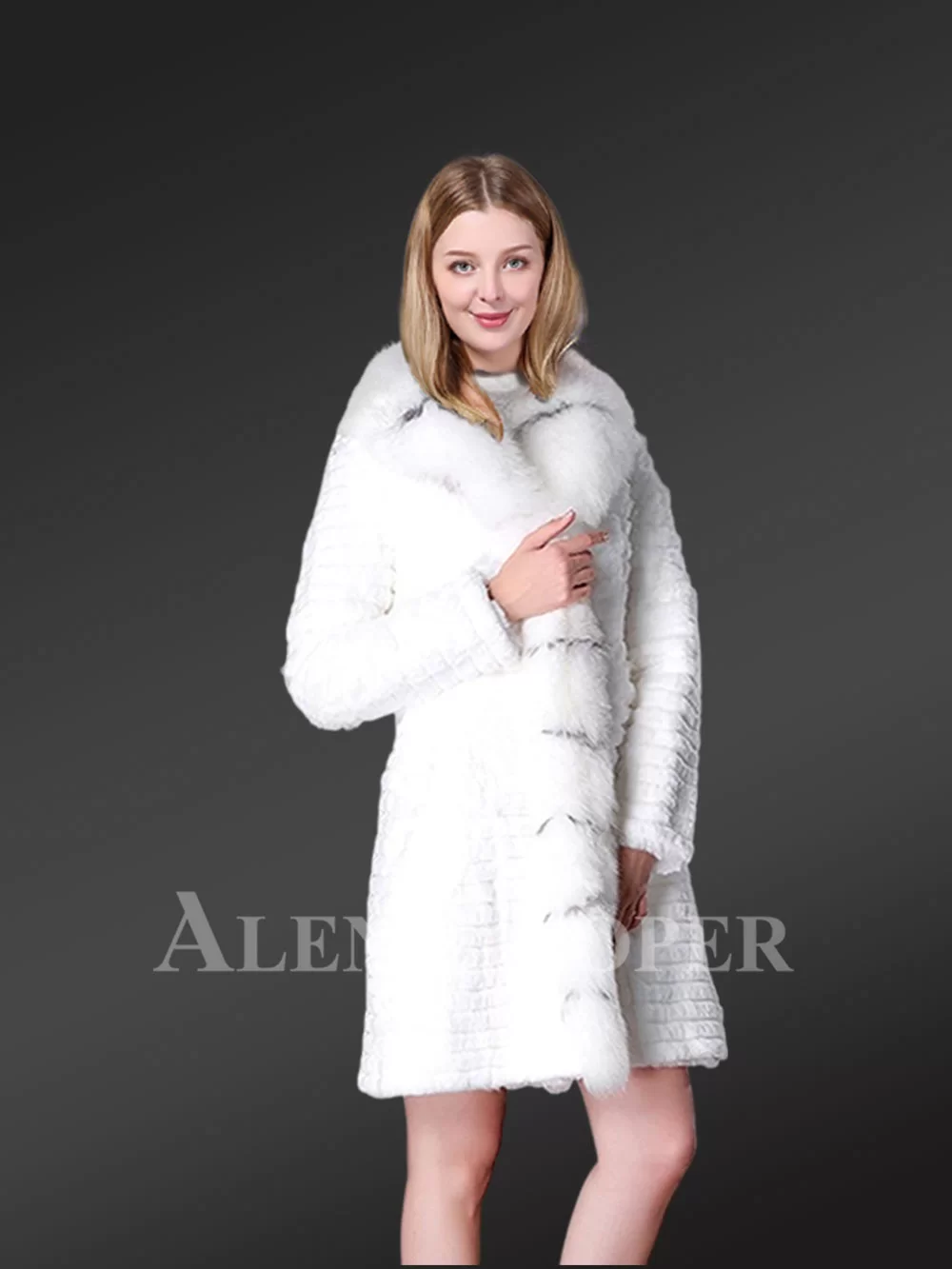 Rabbit Fur Mid Length Coat