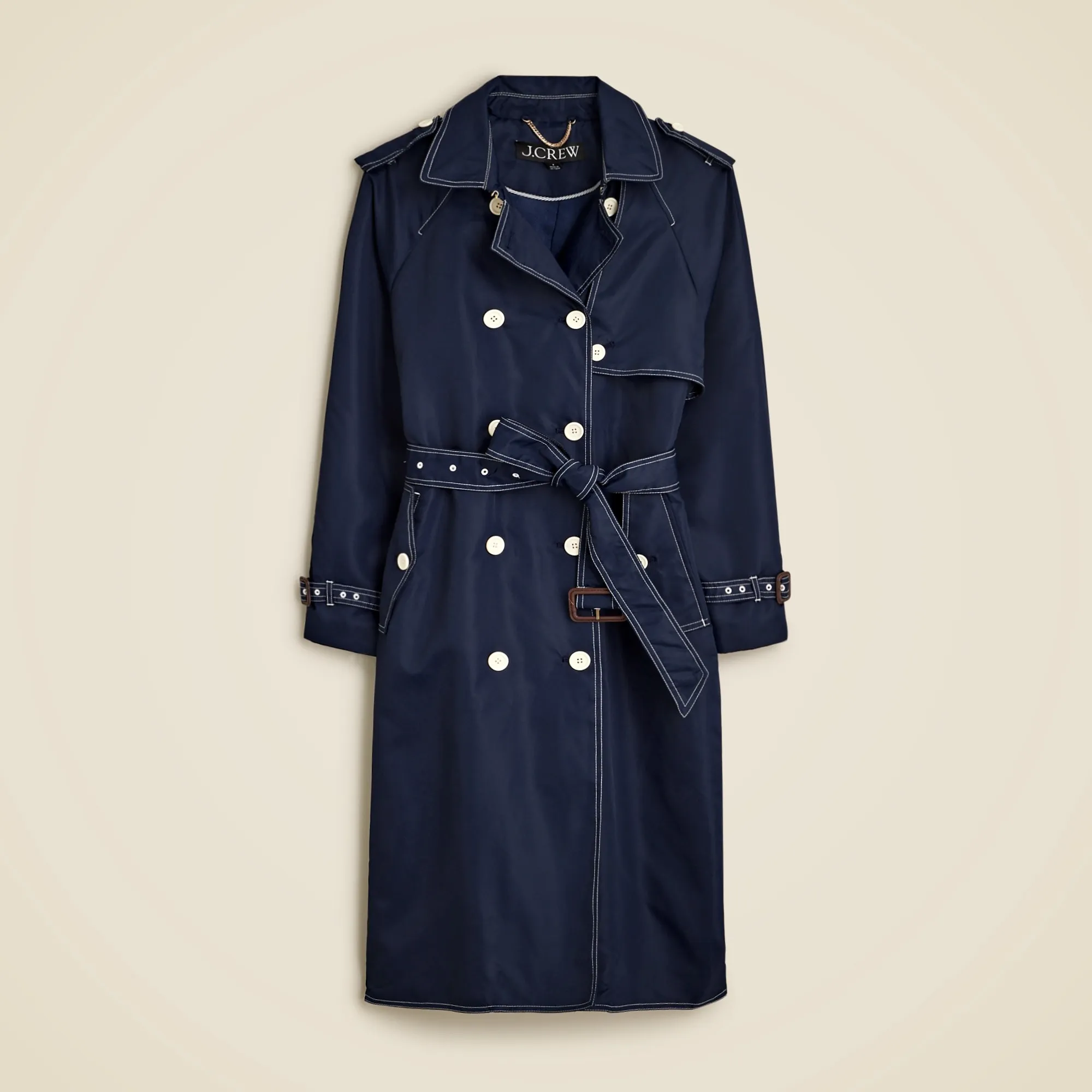 Relaxed trench coat in lightweight shiny nylon