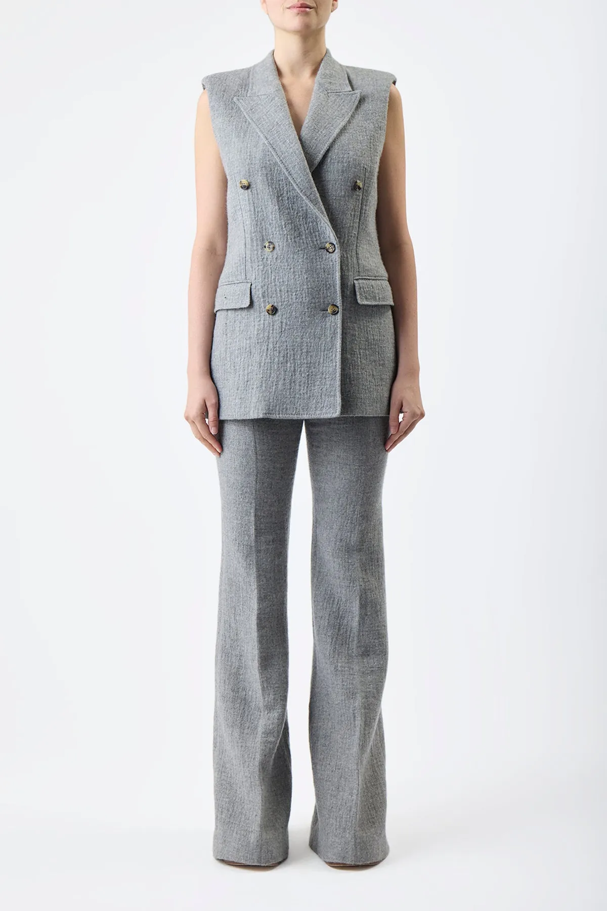 Rhein Pant in Light Grey Melange Cashmere Linen