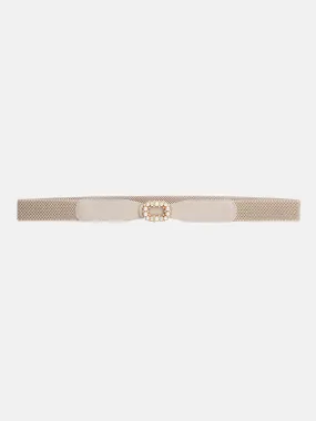 Rhinestone Buckle  Elastic Waist Cinch Belt