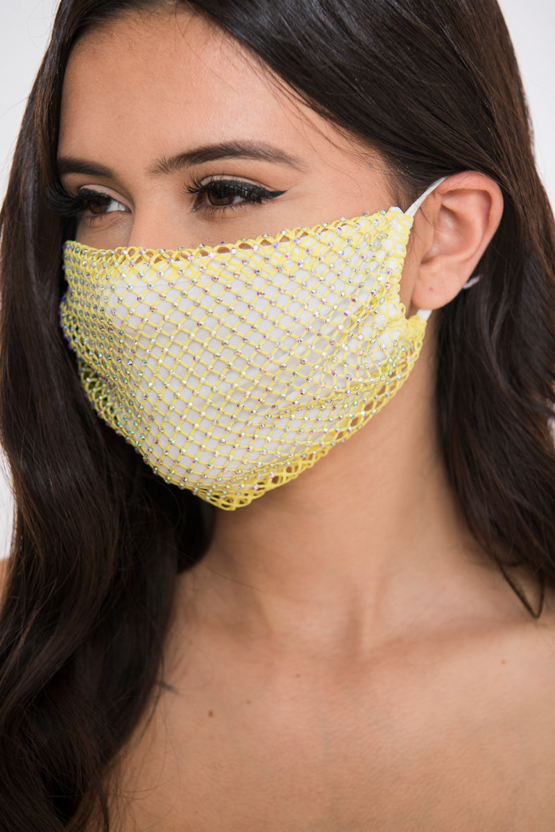 Rhinestone Mesh Face Mask