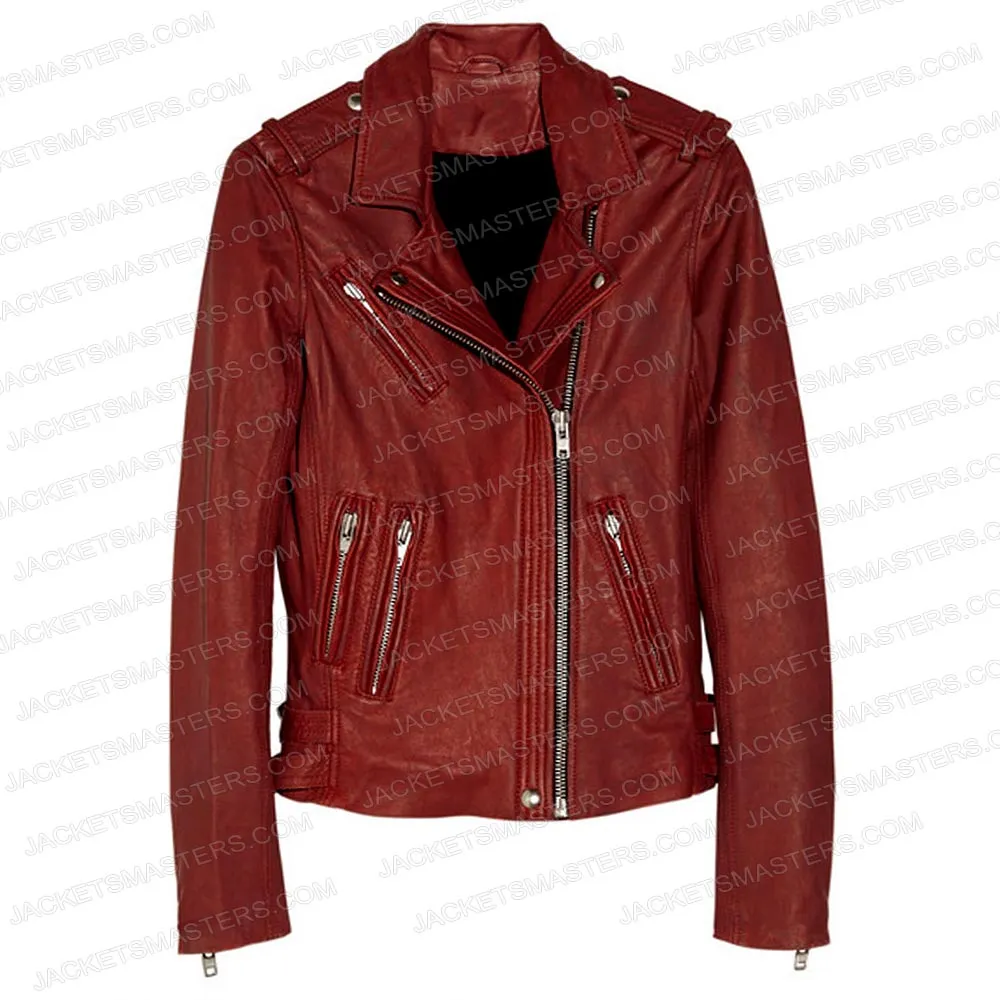 Simchas and Sorrows Genevieve Adams Red Leather Jacket