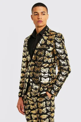 Skinny Single Breasted Butterfly Suit Jacket