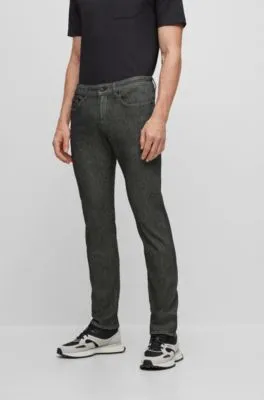 Slim-fit jeans in black performance-stretch knitted denim