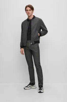 Slim-fit jeans in black performance-stretch knitted denim