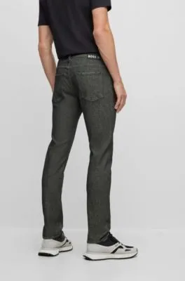 Slim-fit jeans in black performance-stretch knitted denim