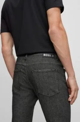 Slim-fit jeans in black performance-stretch knitted denim