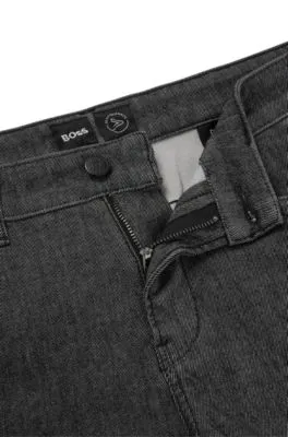 Slim-fit jeans in black performance-stretch knitted denim