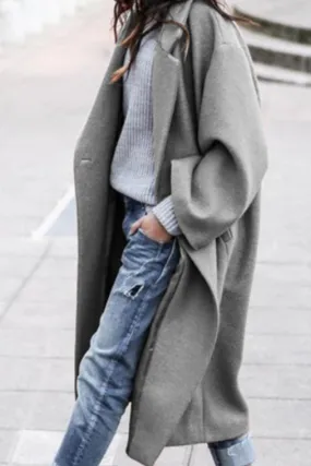 Solid Lapel Long Coat