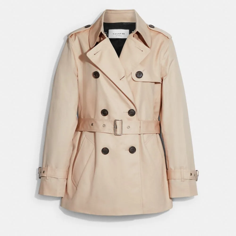 Solid Short Trench Coat