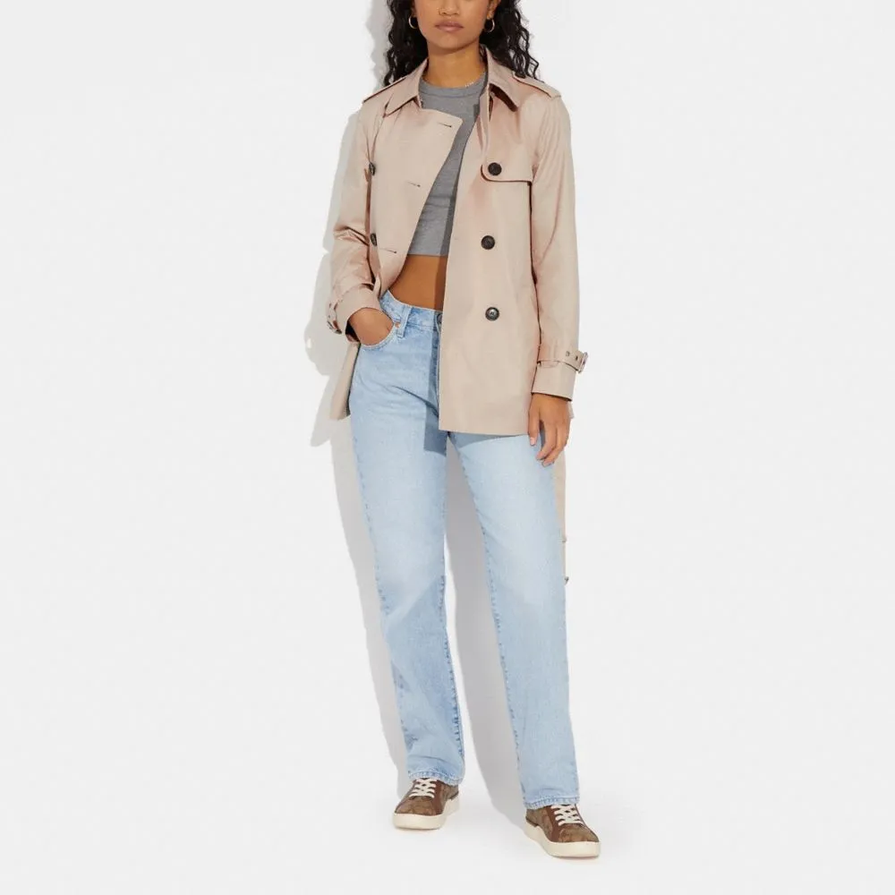 Solid Short Trench Coat