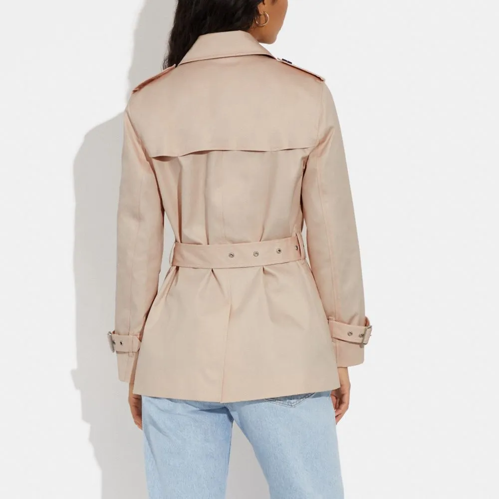 Solid Short Trench Coat