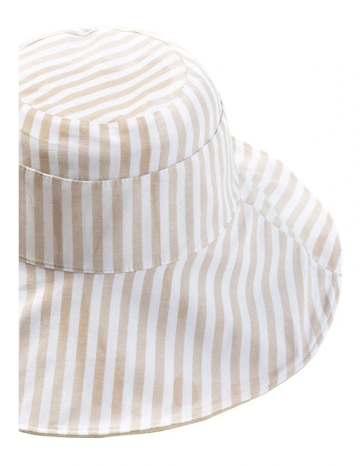 Stripe Canvas Summer Hat in Natural