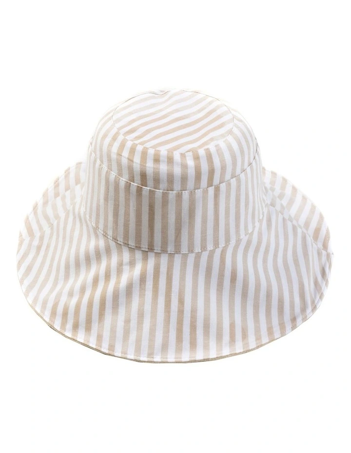 Stripe Canvas Summer Hat in Natural