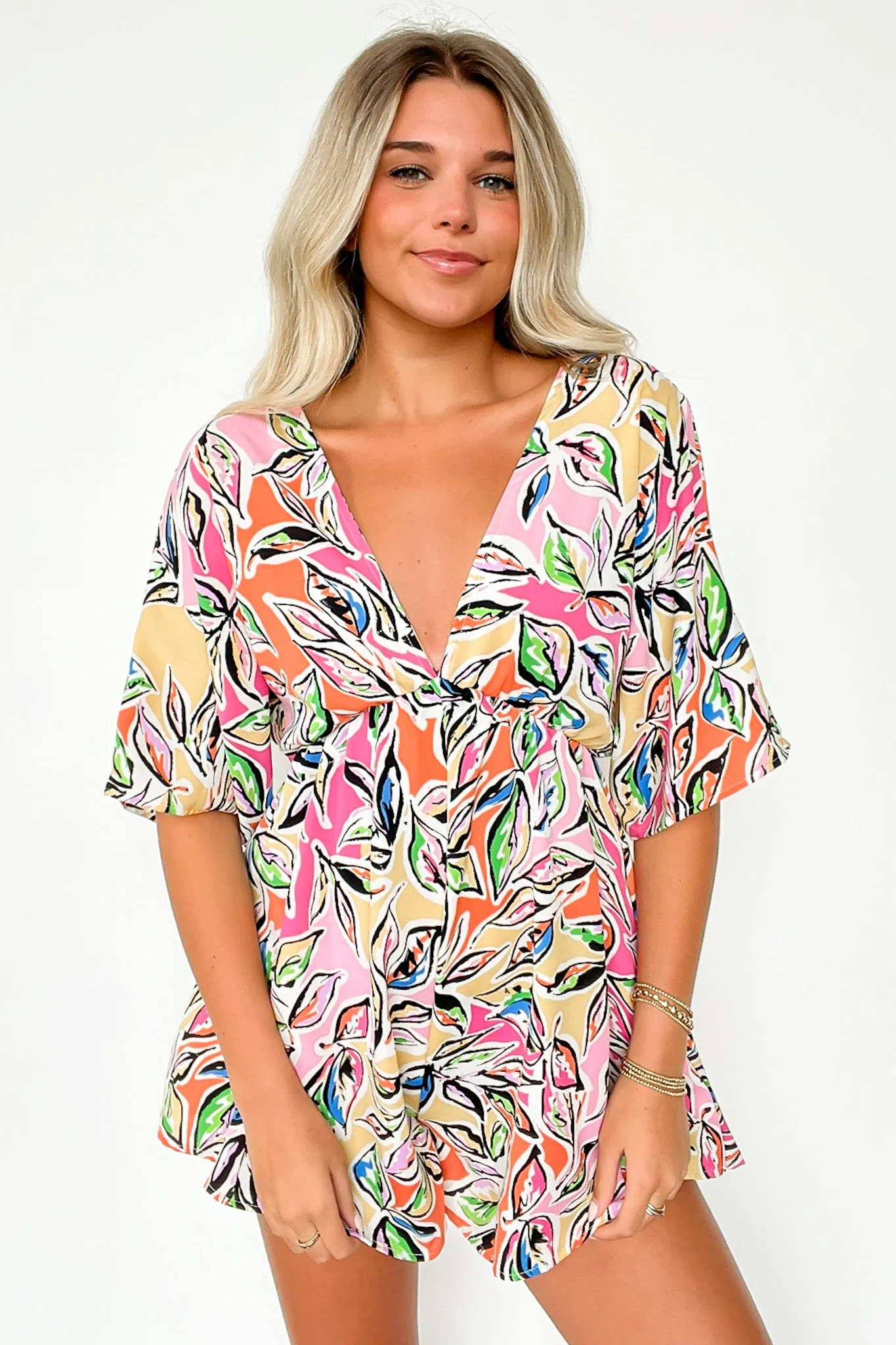 Sunshine Significance Tropical Floral Flowy Romper - FINAL SALE