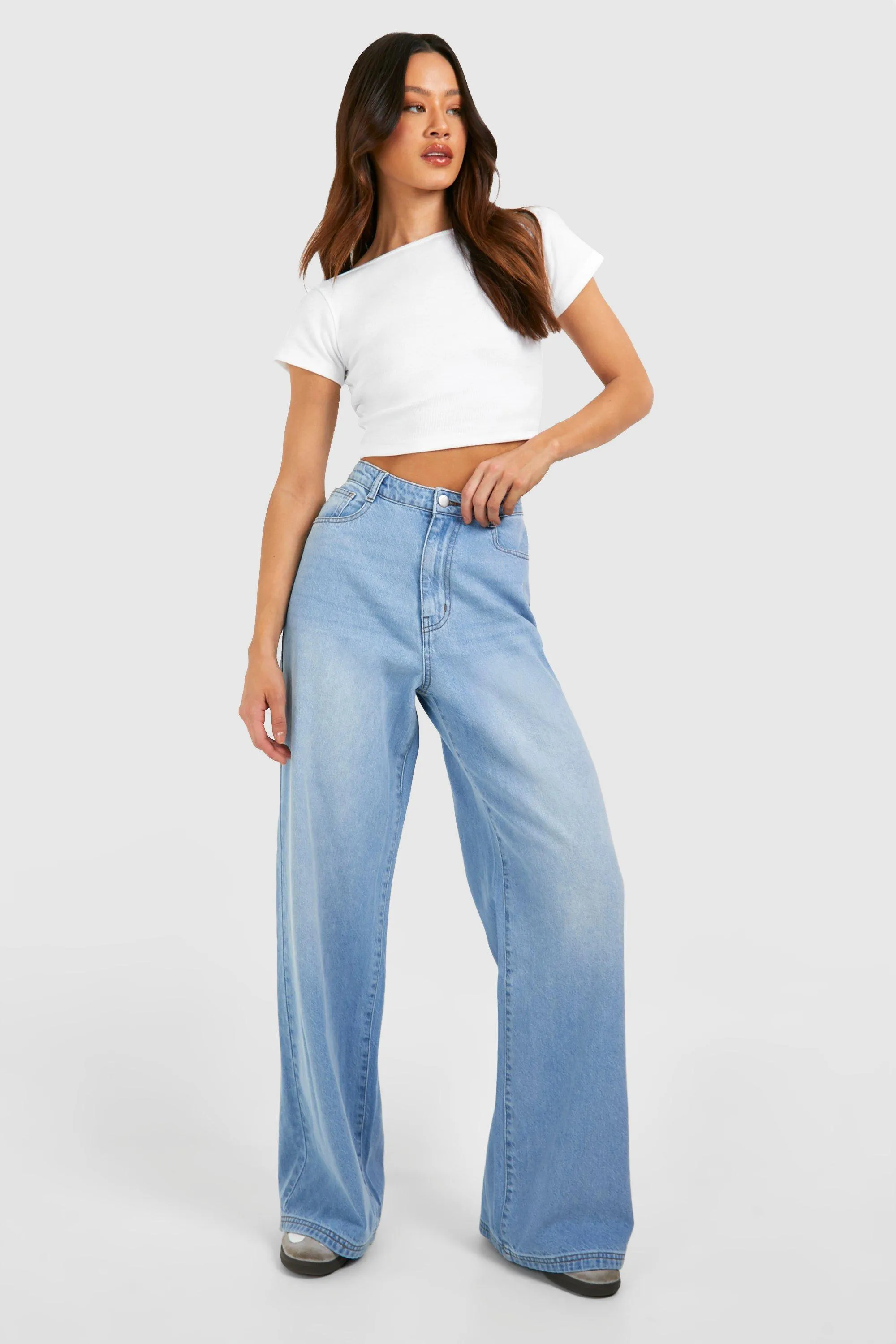 Tall Blue Washed Wide Leg Jeans