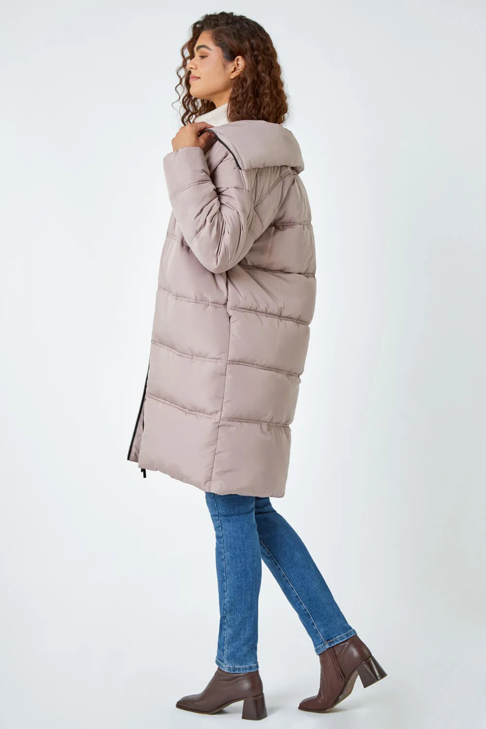 Taupe  Longline Padded Coat | Roman UK