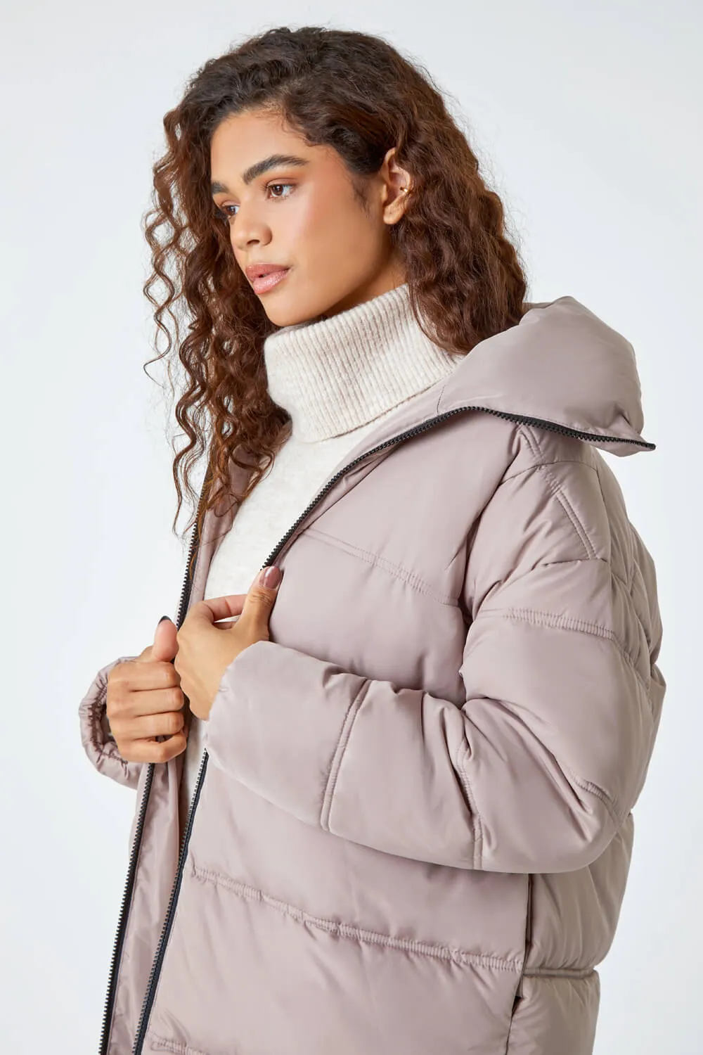 Taupe  Longline Padded Coat | Roman UK