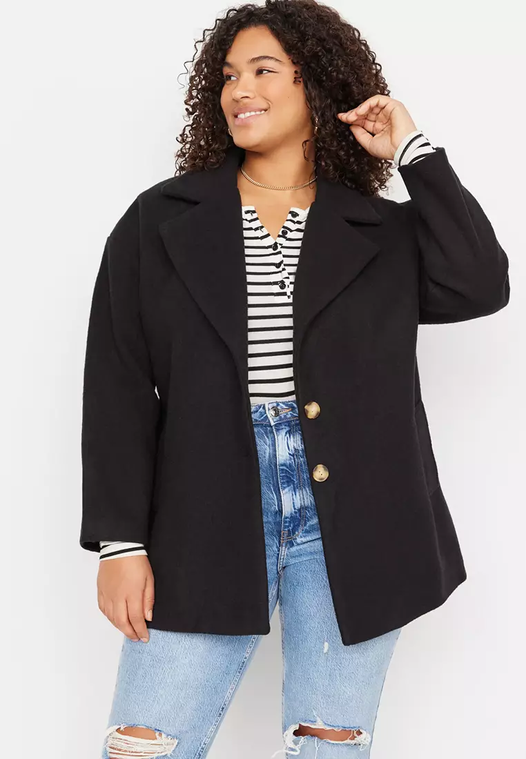 Trendyol Plus Size Buttoned Coat